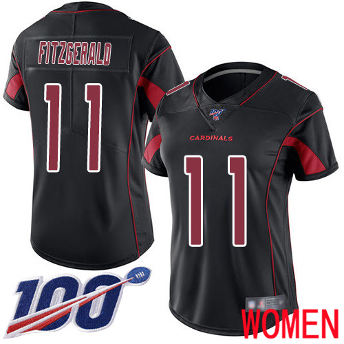 Arizona Cardinals Limited Black Women Larry Fitzgerald Jersey NFL Football 11 100th Season Rush Vapor Untouchable